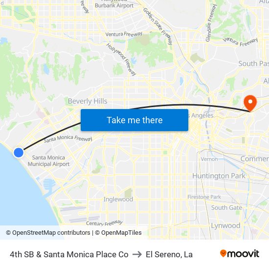 4th SB & Santa Monica Place Co to El Sereno, La map