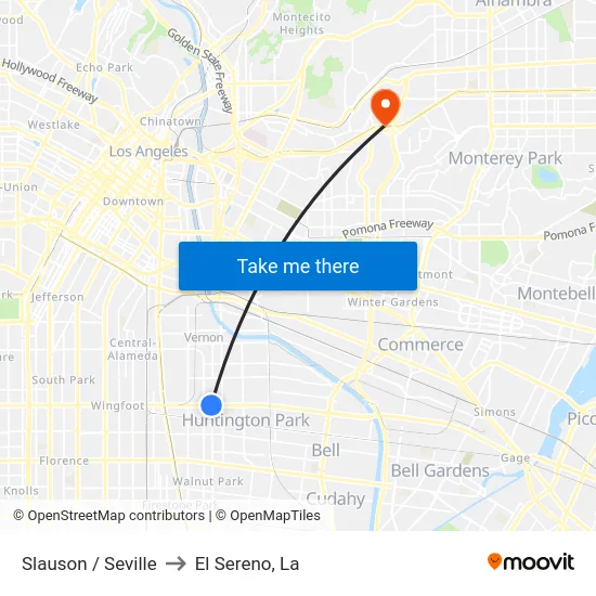 Slauson / Seville to El Sereno, La map