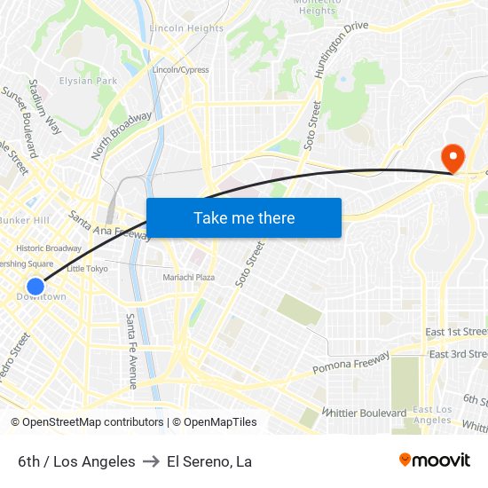 6th / Los Angeles to El Sereno, La map