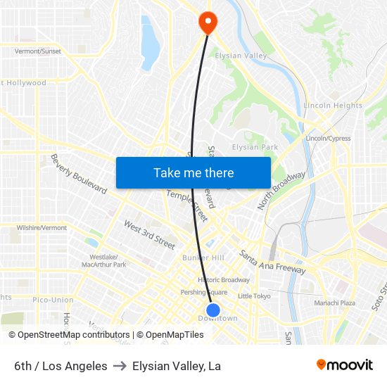 6th / Los Angeles to Elysian Valley, La map