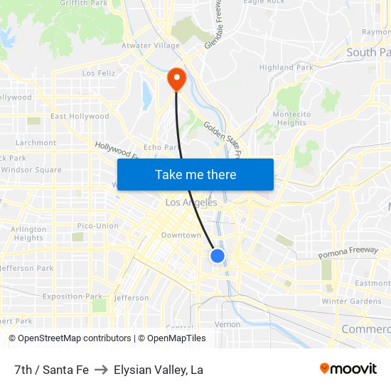 7th / Santa Fe to Elysian Valley, La map