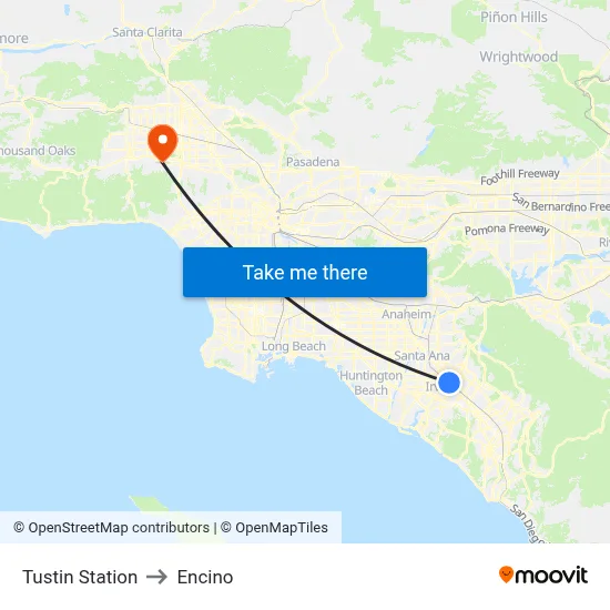 Tustin Station to Encino map