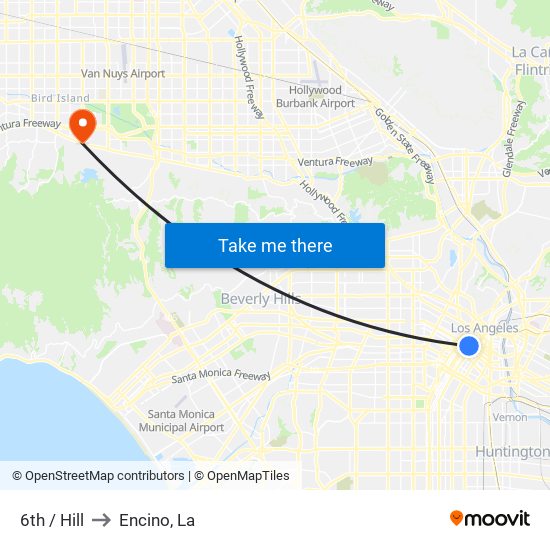 6th / Hill to Encino, La map