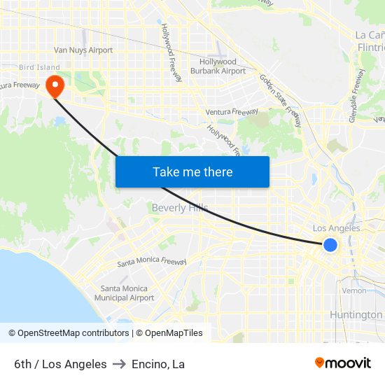 6th / Los Angeles to Encino, La map