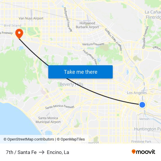 7th / Santa Fe to Encino, La map