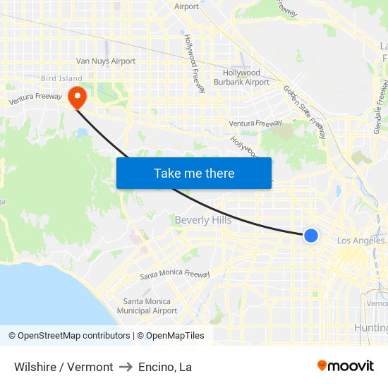 Wilshire / Vermont to Encino, La map