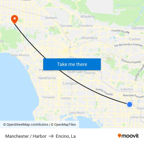 Manchester / Harbor to Encino, La map