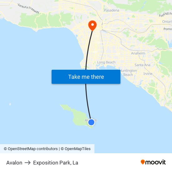 Avalon to Exposition Park, La map