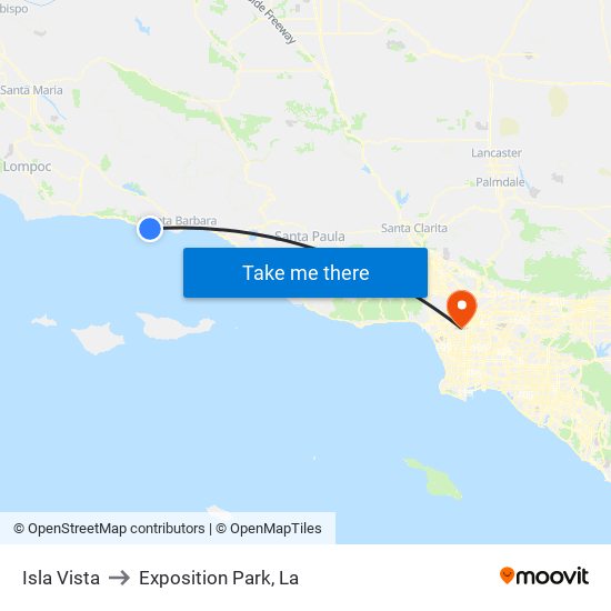 Isla Vista to Exposition Park, La map