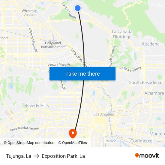 Tujunga, La to Exposition Park, La map