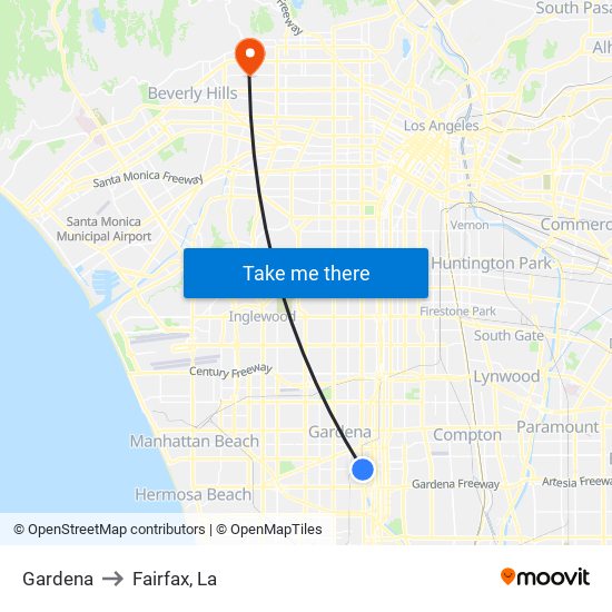 Gardena to Fairfax, La map