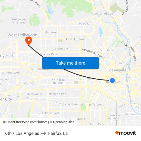 6th / Los Angeles to Fairfax, La map