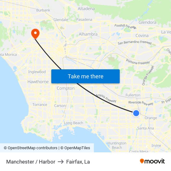 Manchester / Harbor to Fairfax, La map