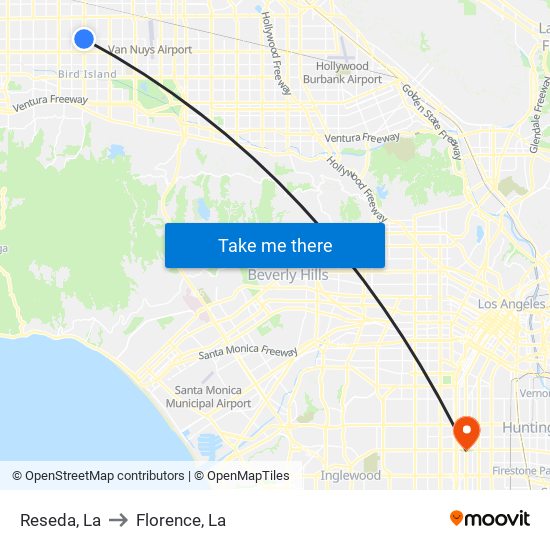 Reseda, La to Florence, La map