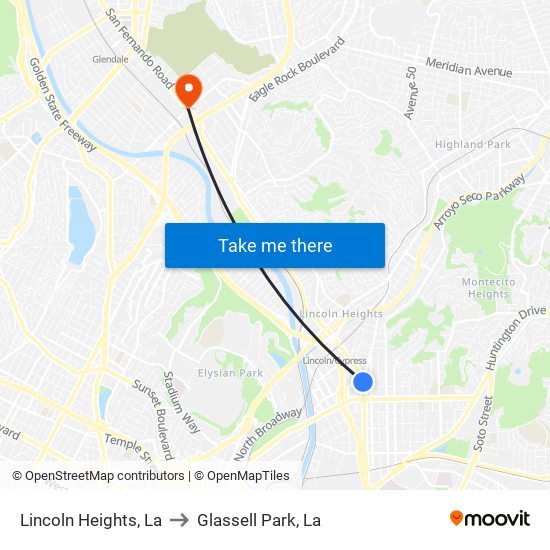Lincoln Heights, La to Glassell Park, La map