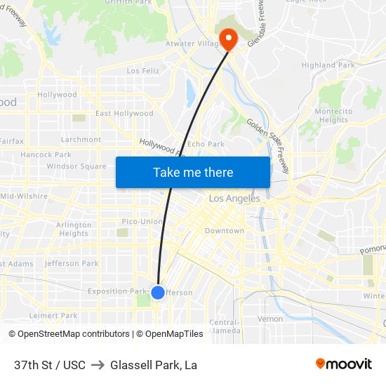 37th St / USC to Glassell Park, La map