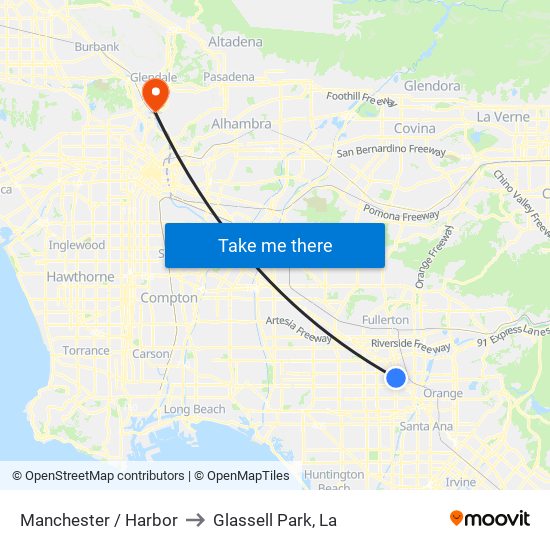 Manchester / Harbor to Glassell Park, La map