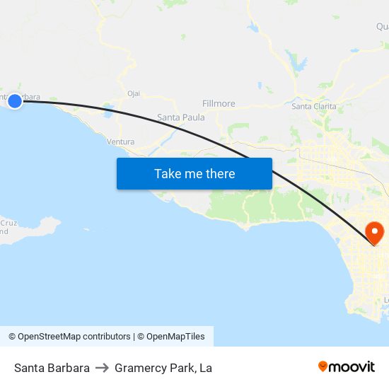 Santa Barbara to Gramercy Park, La map