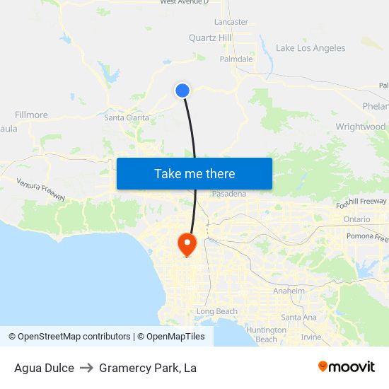 Agua Dulce to Gramercy Park, La map