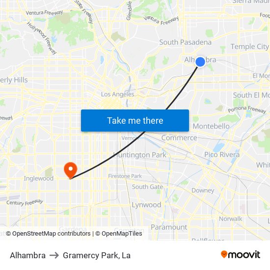 Alhambra to Gramercy Park, La map