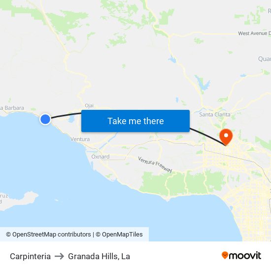 Carpinteria to Granada Hills, La map