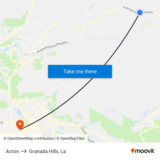 Acton to Granada Hills, La map