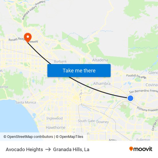 Avocado Heights to Granada Hills, La map