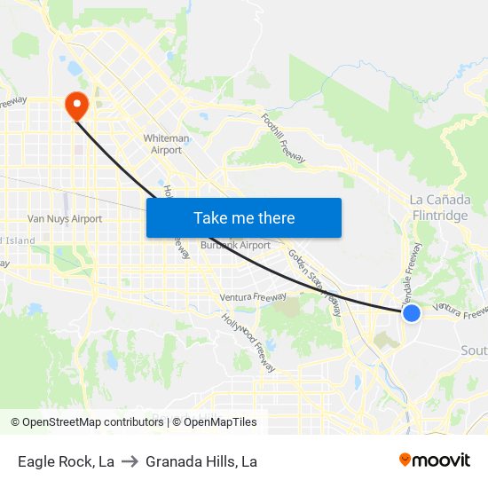 Eagle Rock, La to Granada Hills, La map