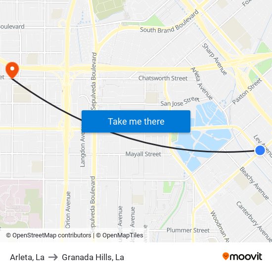 Arleta, La to Granada Hills, La map