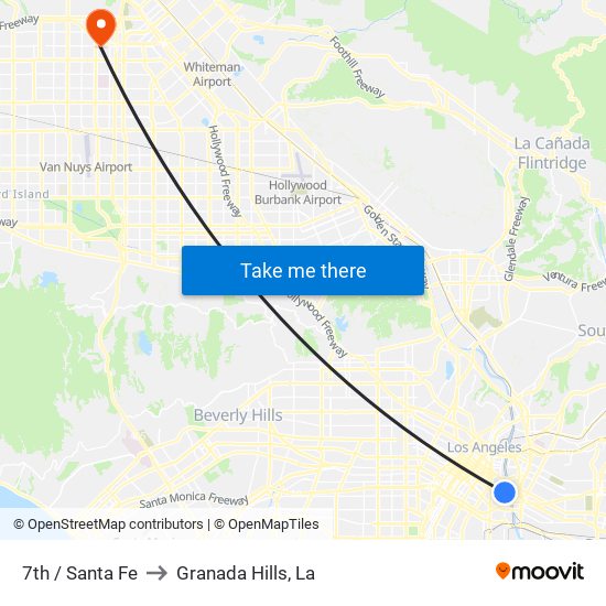 7th / Santa Fe to Granada Hills, La map