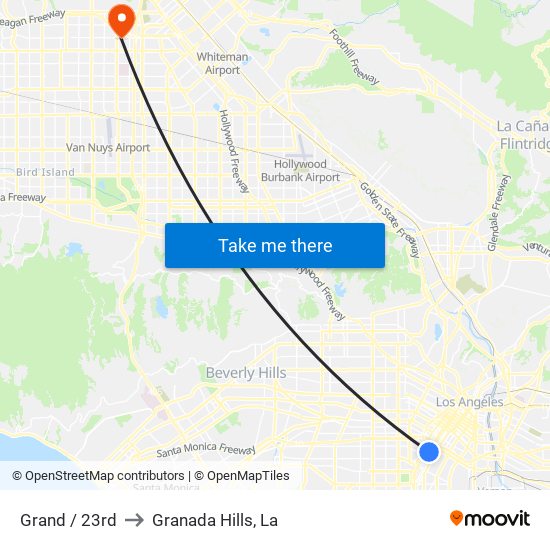 Grand / 23rd to Granada Hills, La map