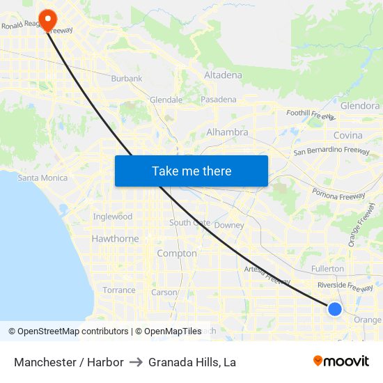 Manchester / Harbor to Granada Hills, La map