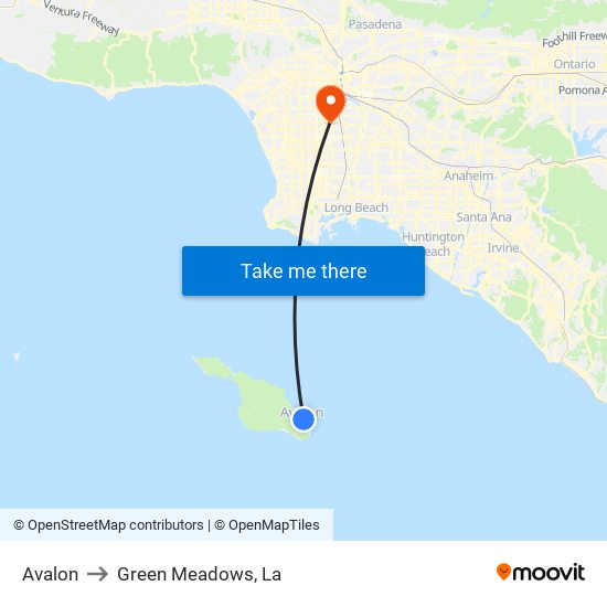 Avalon to Green Meadows, La map