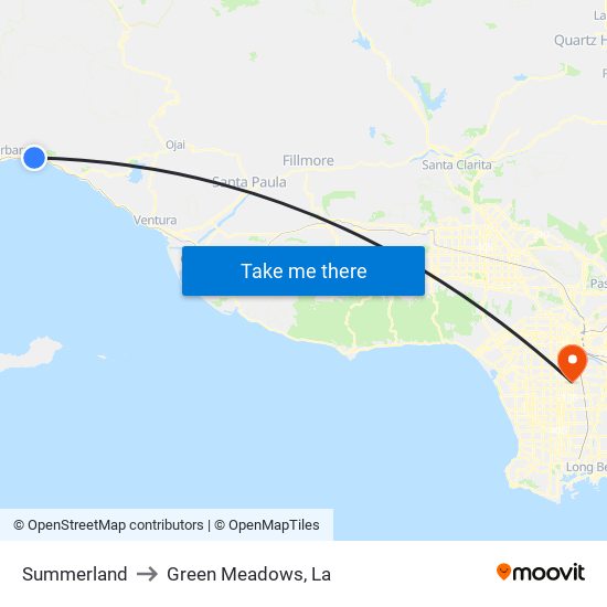 Summerland to Green Meadows, La map