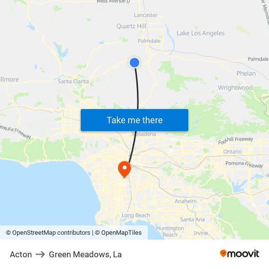 Acton to Green Meadows, La map