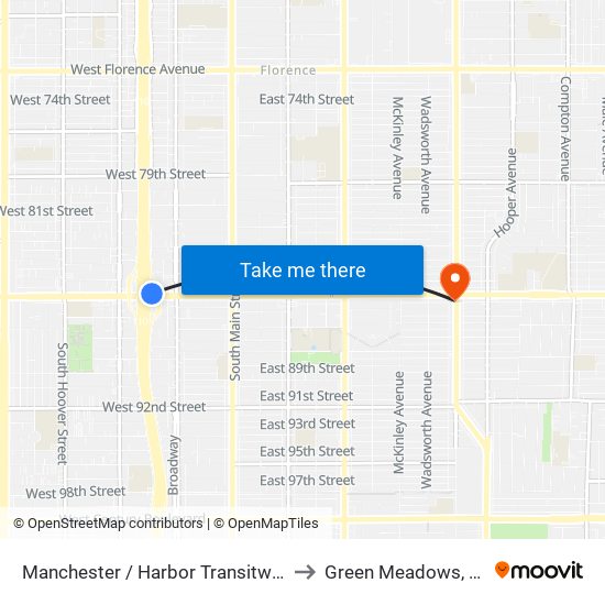 Manchester / Harbor Transitway to Green Meadows, La map