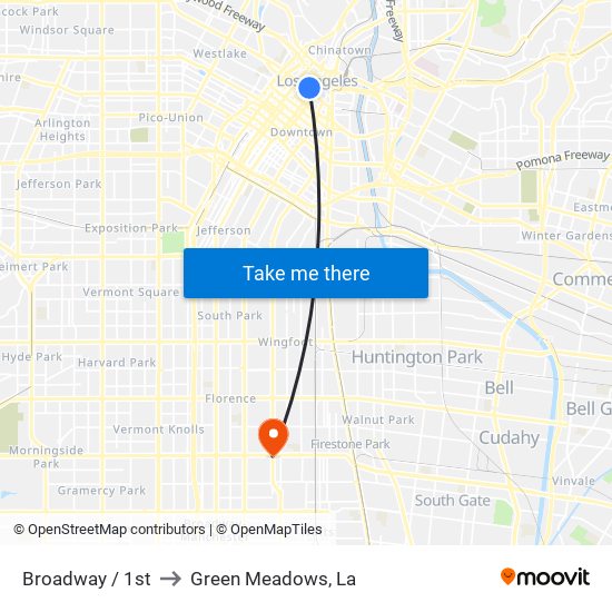 Broadway / 1st to Green Meadows, La map