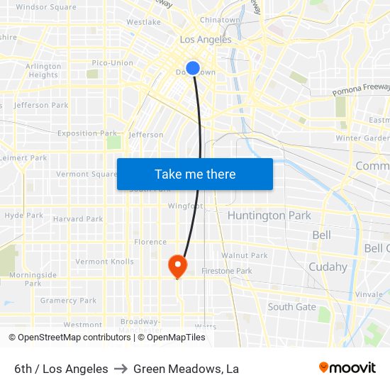 6th / Los Angeles to Green Meadows, La map