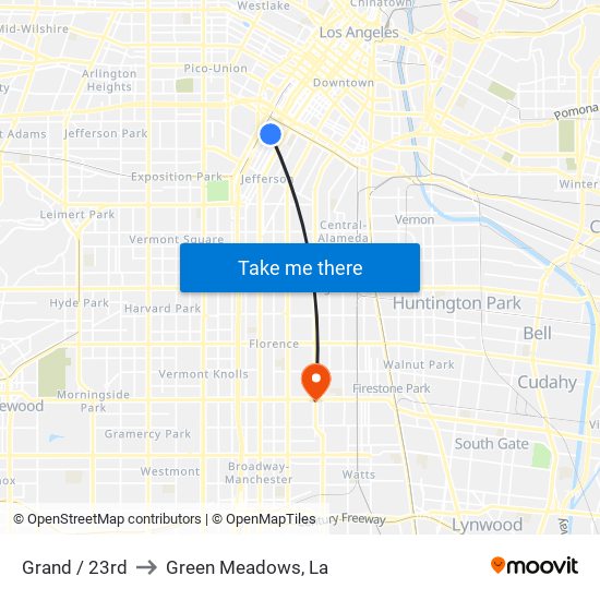 Grand / 23rd to Green Meadows, La map