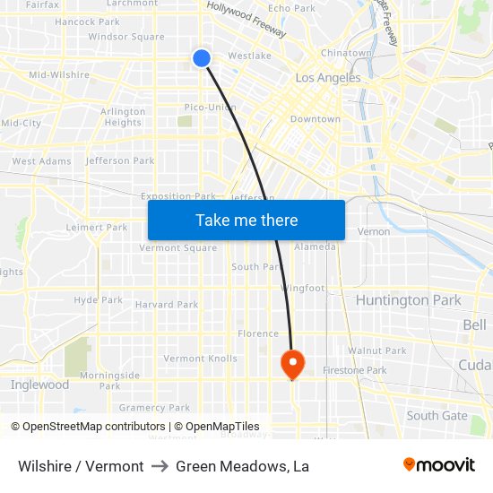 Wilshire / Vermont to Green Meadows, La map