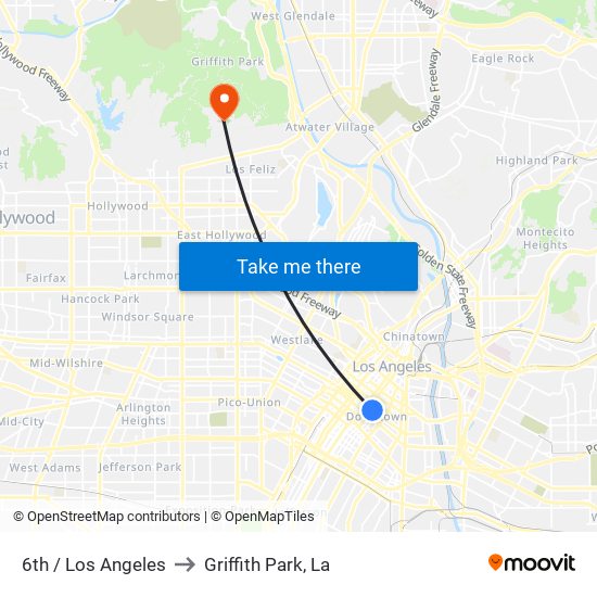 6th / Los Angeles to Griffith Park, La map