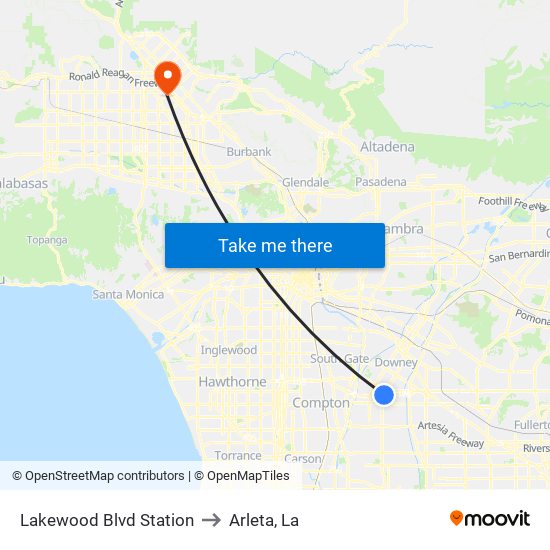 Lakewood Blvd Station to Arleta, La map