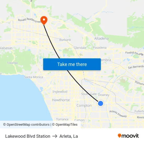 Lakewood Blvd Station to Arleta, La map