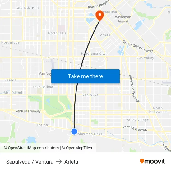 Sepulveda / Ventura to Arleta map