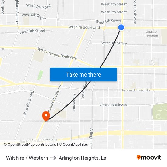 Wilshire / Western to Arlington Heights, La map