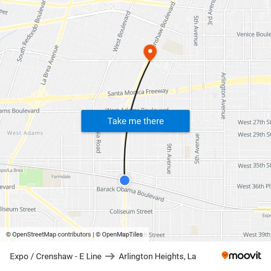 Expo / Crenshaw - E Line to Arlington Heights, La map