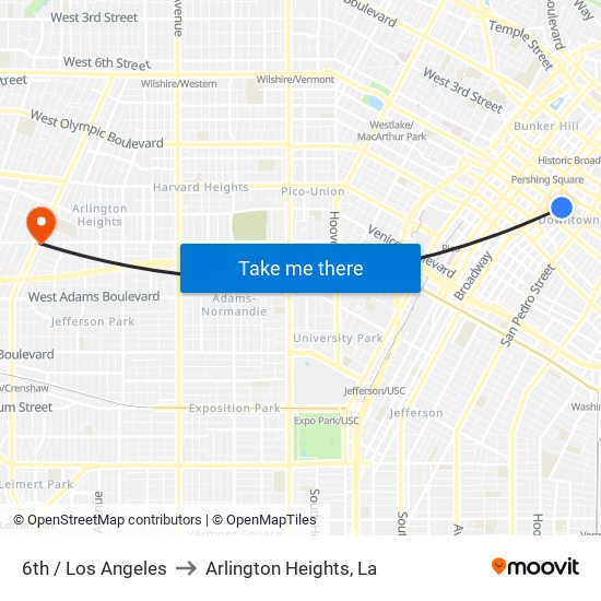 6th / Los Angeles to Arlington Heights, La map