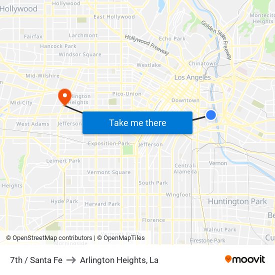 7th / Santa Fe to Arlington Heights, La map