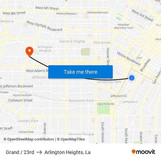 Grand / 23rd to Arlington Heights, La map