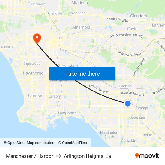 Manchester / Harbor to Arlington Heights, La map